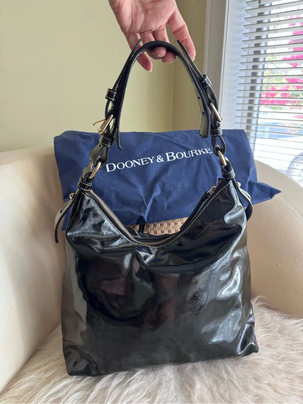 Dooney & Bourke Black Patent Leather Hobo